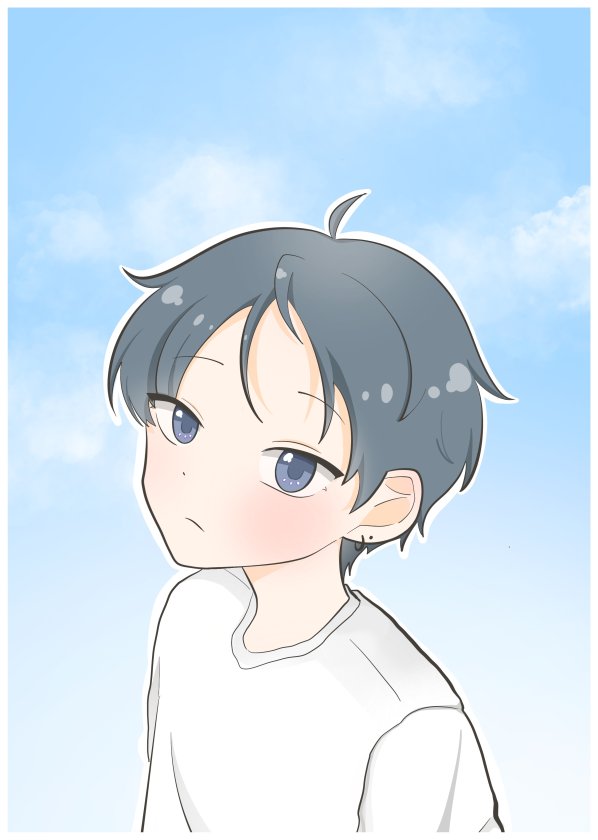 푸른 하늘 아래의 아이